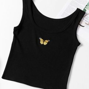 Black Butterfly Cropped Tank Top | Momo – Twice